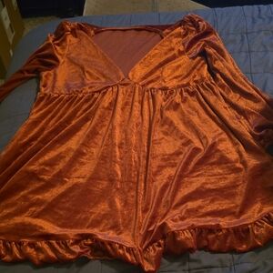 Elegant Rust Velvet Tunic